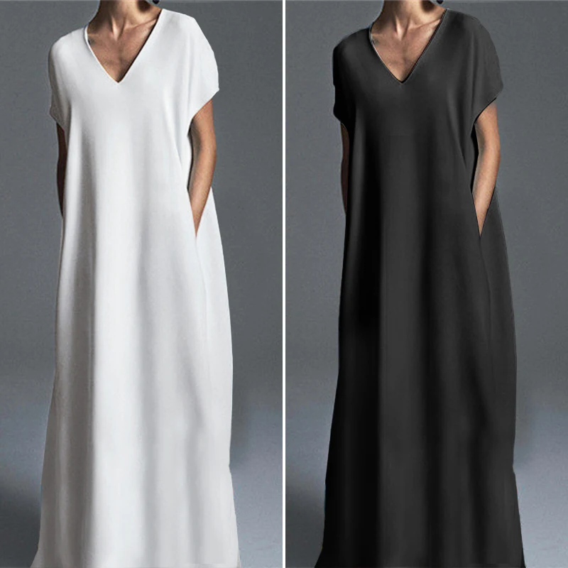 Женское вечерние жное платье-макси с коротким рукавом и V-образным вырезом |