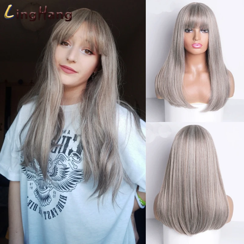 LingHang 18Inch Long Synthetic Wig with Bangs Dark Root Ombre Color Natural Headline Heat Resistant Hair Wigs for Women
LingHang 18Inch Long Synthetic Wig with Bangs Dark Root Ombre Color Natural Headline Heat Resistant Hair Wigs for Women