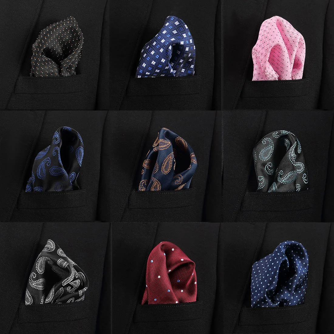 Фото 2020 Новая мода для мужчин формальный Шелковый Карманный платок носовой цвет