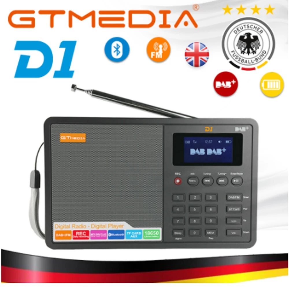 High Quality Radio Professional GTMedia D1 DAB Radio Stero For UK EU With Bluetooth Built-in Loudspeaker Easy Operation Black
High Quality Radio Professional GTMedia D1 DAB Radio Stero For UK EU With Bluetooth Built-in Loudspeaker Easy Operation Black