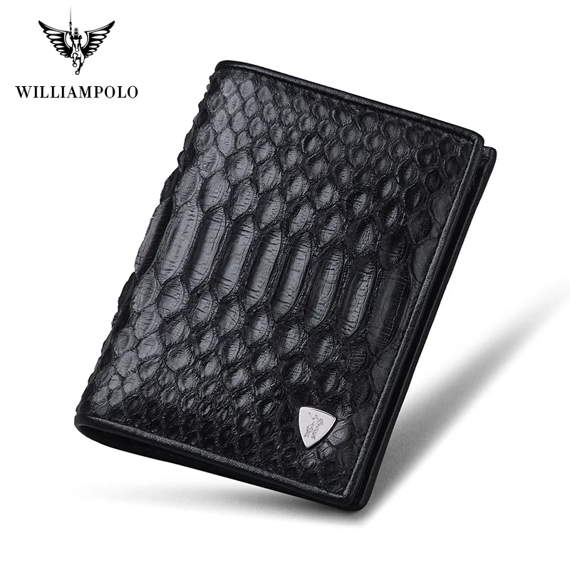 Фото Роскошные брендовые бумажники WilliamPolo из змеиной кожи Короткие Кошельки на молнии