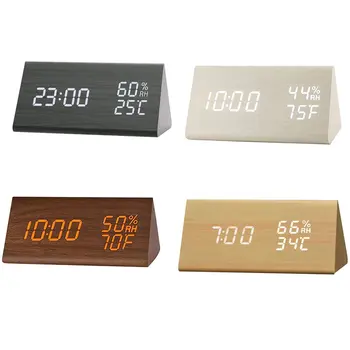 3 In 1 Humidity Temperature Alarm Clock Triangle Digital Children Baby Room Wooden Clock Mute Luminous LED Electronic Clocks
3 In 1 Humidity Temperature Alarm Clock Triangle Digital Children Baby Room Wooden Clock Mute Luminous LED Electronic Clocks