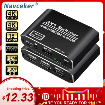 Navceker 4K 60Hz Mini 3 Port HDMI Switch 2.0 4K Switcher HDMI Splitter 1080P HDR 3 in 1 out Port Hub for DVD HDTV Xbox PS3 PS4
Navceker 4K 60Hz Mini 3 Port HDMI Switch 2.0 4K Switcher HDMI Splitter 1080P HDR 3 in 1 out Port Hub for DVD HDTV Xbox PS3 PS4