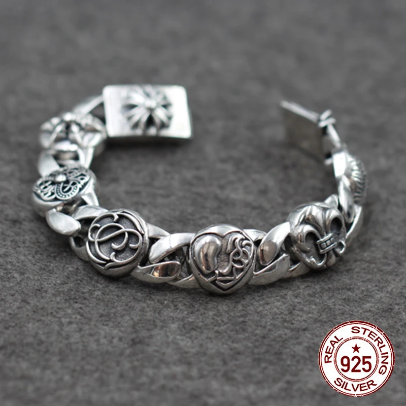S925 sterling silver men's bracelet personalized vintage classic punk style unique cross multi-element hip-hop fashion gift
S925 sterling silver men's bracelet personalized vintage classic punk style unique cross multi-element hip-hop fashion gift