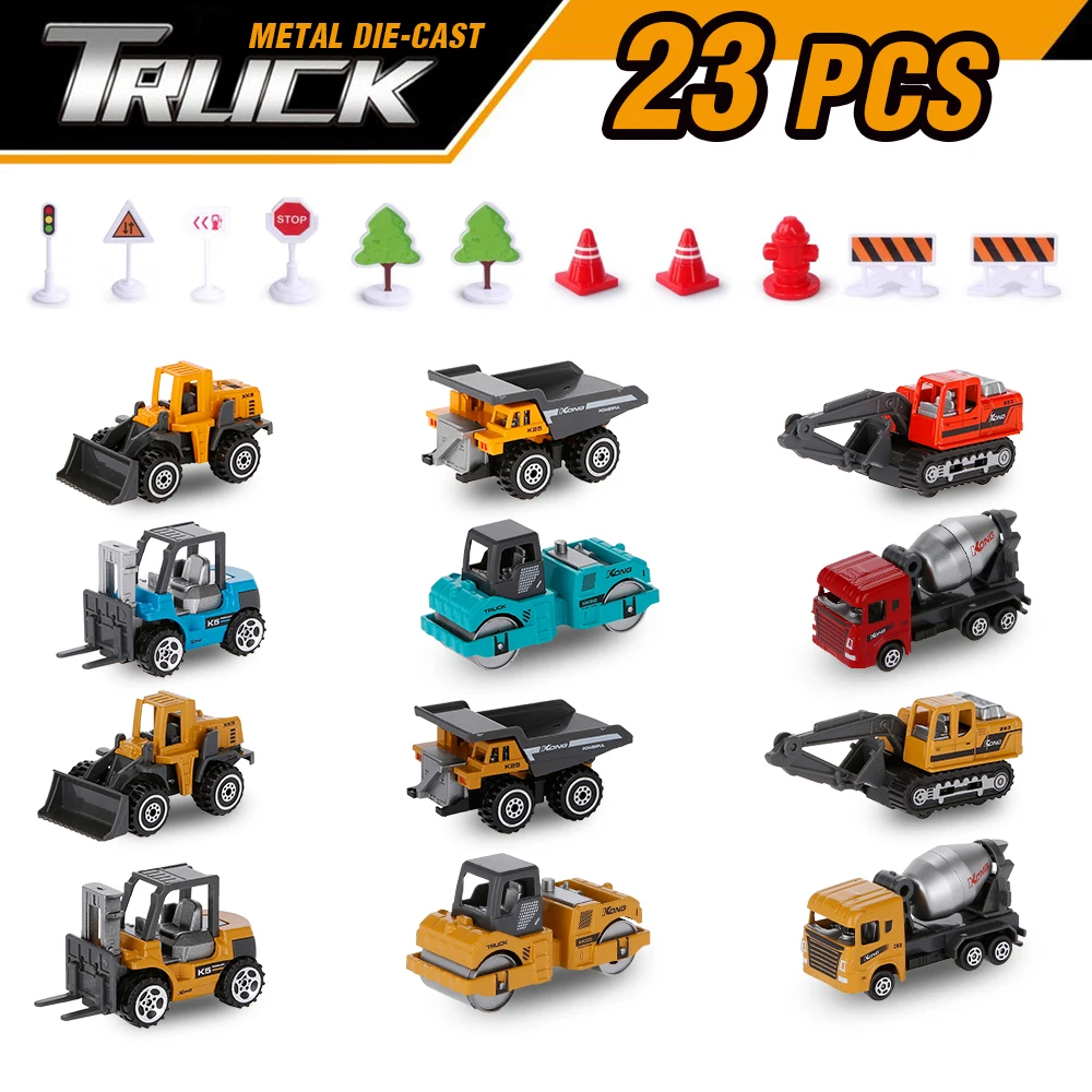 

Metal Diecast 1:64 Car Toys, 12pcs Cars Toys & 11pcs Road Sign Accessories, Alloy Toy Car for Boys Kids Toddler 3 4 5 Age