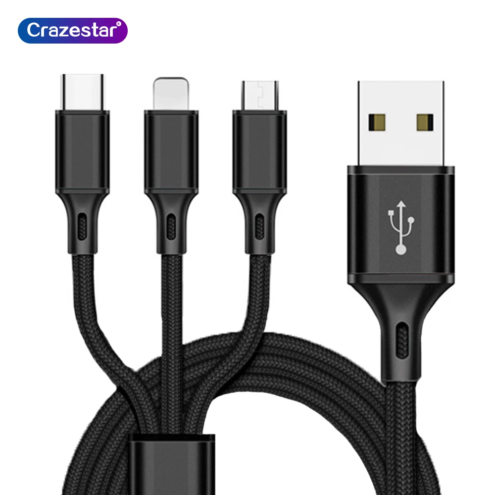 3 in 1 USB Cable 5V 2.5A Mobile Phone Fast Charging Cable for iPhone X Micro USB Type-C Charger Cable for Samsung Huawei
3 in 1 USB Cable 5V 2.5A Mobile Phone Fast Charging Cable for iPhone X Micro USB Type-C Charger Cable for Samsung Huawei