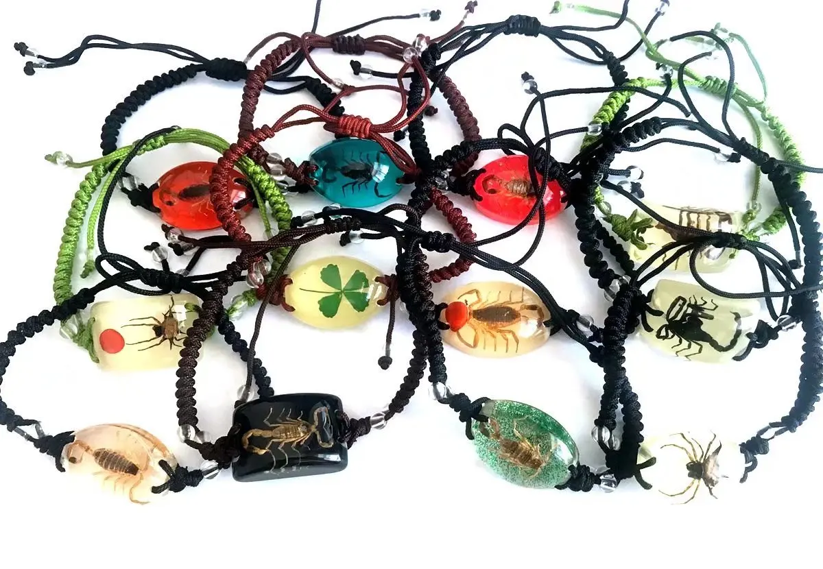 

12 pcs real black gold scorpion spider four leaf clover bracelet charming bangle