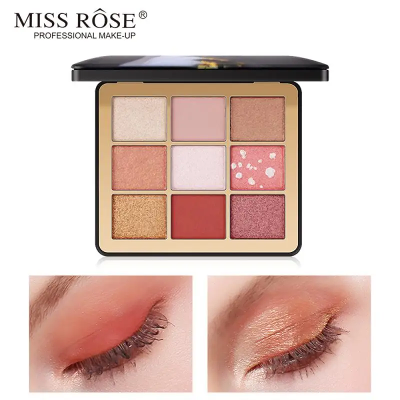 

MISS ROSE 9 Colors Matte Pearlescent Eye Shadow Pigment Waterproof Long Lasting Shimmer Eyeshadow Palette Eye Makeup TSLM1