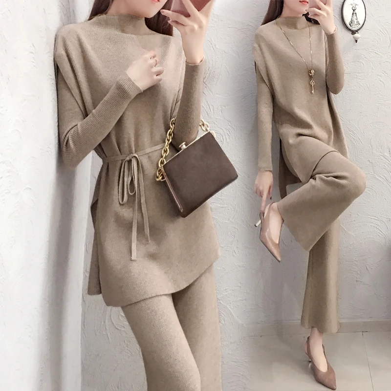 Large sizewomen's fall-knit sweater wide-leg pants suit women's autumn new temperament autumn and winter sweater two-piece trend
Large sizewomen's fall-knit sweater wide-leg pants suit women's autumn new temperament autumn and winter sweater two-piece trend