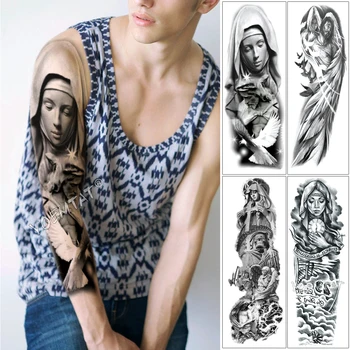 Large Arm Sleeve Tattoo Virgin Mary Jesus Waterproof Temporary Tattoo Sticker Pigeon Praying Roses Men Full Skull Totem Tattoo 
Large Arm Sleeve Tattoo Virgin Mary Jesus Waterproof Temporary Tattoo Sticker Pigeon Praying Roses Men Full Skull Totem Tattoo