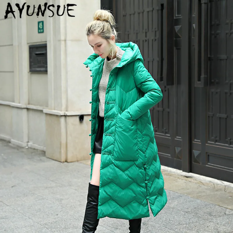 AYUNSUE 2019 Women's Down Jacket Vintage Winter White Duck Down Coat Hooded Warm Puffy Jacket Long Parka YRF-180916-23 YY1212
AYUNSUE 2019 Women's Down Jacket Vintage Winter White Duck Down Coat Hooded Warm Puffy Jacket Long Parka YRF-180916-23 YY1212
