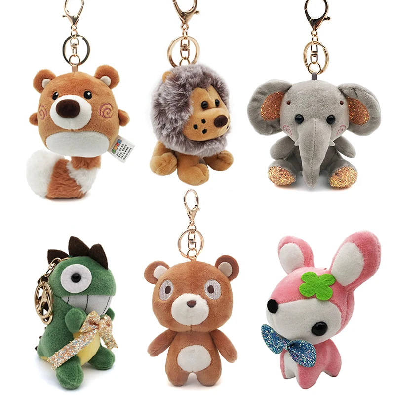 

Cute Cartoon Animal Plush Toy Key chain Backpack Bag Keychain Bear Dog Elephant Dinosaur Lion Plum Deer Raccoon Shark Cute Gift