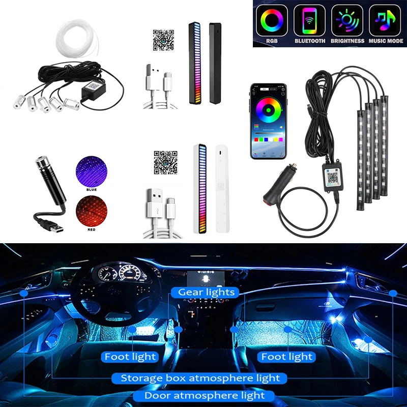 LED Strip Light Remote Control Car Interior Auto Decorative RGB Flexible EL Wire Ambient Lamp Foot | Автомобили и мотоциклы