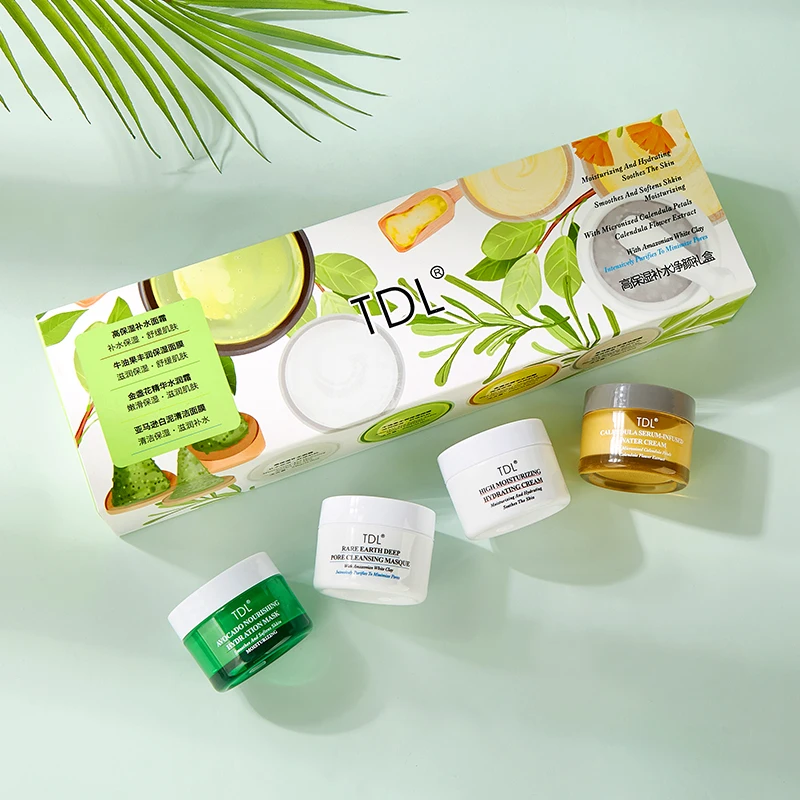 High Moisturizing Cleansing Gift Box set of 4pc Avocado Mask Calendula cream White Clay Deep Pore Mask Smooth without oil Bright
High Moisturizing Cleansing Gift Box set of 4pc Avocado Mask Calendula cream White Clay Deep Pore Mask Smooth without oil Bright