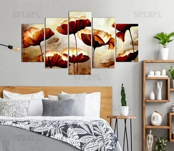 5 Pieces High Summer Wall Art Modular Pictures for Living Room Poppies Canvas Painting Red Yellow Flora Posters and Prints Decor
5 Pieces High Summer Wall Art Modular Pictures for Living Room Poppies Canvas Painting Red Yellow Flora Posters and Prints Decor