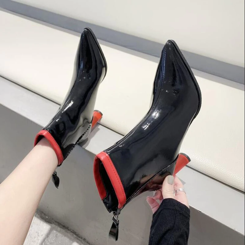 Winter Boots Ankle Boots Women Shoes Woman Boots Fashion High-heeled Pointed Patent Leather Boots 2019 Winter New Short Boots
Winter Boots Ankle Boots Women Shoes Woman Boots Fashion High-heeled Pointed Patent Leather Boots 2019 Winter New Short Boots