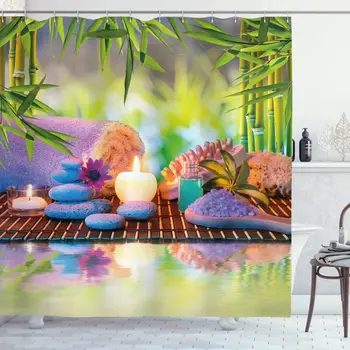 Long Multicolor Spa Shower Curtain Stones Candles Ancient Eastern Yoga Relaxation Meditation Chakra Bamboos Print 
Long Multicolor Spa Shower Curtain Stones Candles Ancient Eastern Yoga Relaxation Meditation Chakra Bamboos Print