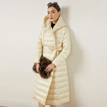 Women Winter White Loose Jacket Lengthened Style with Waist Thickened Over The Knee Showing Thin White Duck Down Hooded Coat
Women Winter White Loose Jacket Lengthened Style with Waist Thickened Over The Knee Showing Thin White Duck Down Hooded Coat