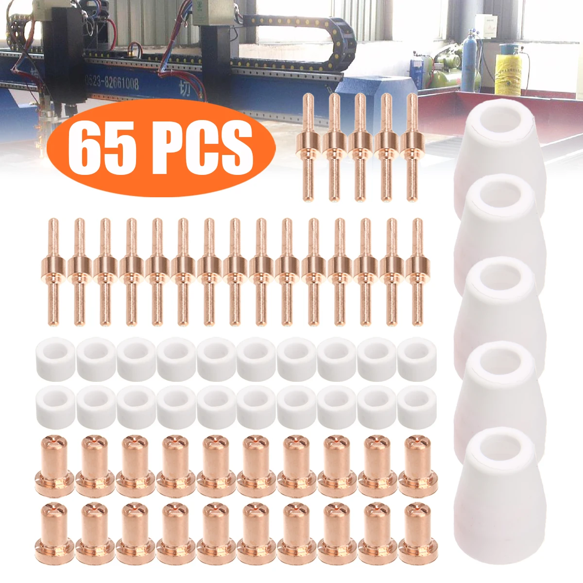 New 65Pcs Plasma Cutter Tip Electrodes Nozzles Kit Consumable Accessories Good Thermal Conductivity High Mechanical Strength
New 65Pcs Plasma Cutter Tip Electrodes Nozzles Kit Consumable Accessories Good Thermal Conductivity High Mechanical Strength