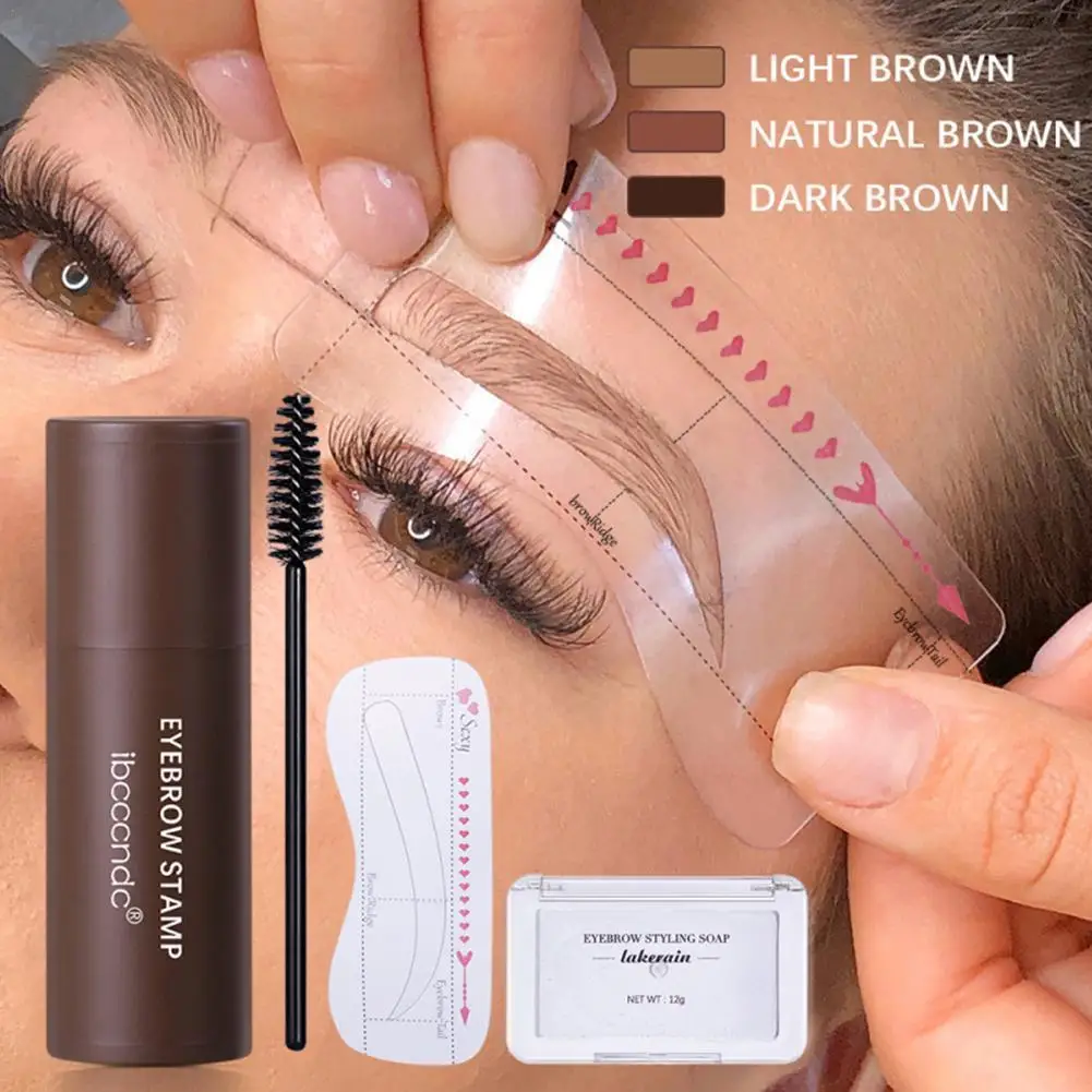 1 Set Eyebrow Brow Stamp Kit Gel Eye With 10 Reusable Stencils Brushes Q7o0 | Красота и здоровье