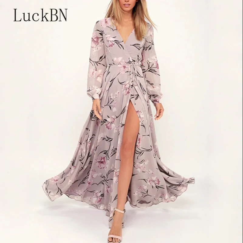 LuckBN New Women Bohemian Casual Long Dress Elegant Short Sleeve Retro Party Vestidos Female Spring Floral Printed Maxi Dresses 
LuckBN New Women Bohemian Casual Long Dress Elegant Short Sleeve Retro Party Vestidos Female Spring Floral Printed Maxi Dresses