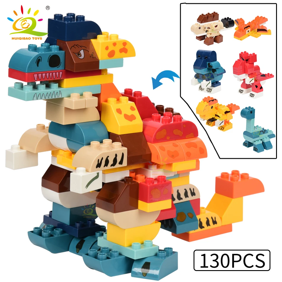 HUIQIBAO 130PCS 6in1 Disnosaurs Dragon Duploed Building Blocks Set DIY Intellectual Assembly Big Size Bricks Children Kids Toys
HUIQIBAO 130PCS 6in1 Disnosaurs Dragon Duploed Building Blocks Set DIY Intellectual Assembly Big Size Bricks Children Kids Toys