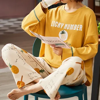 Women Print Pajamas Set Causal Two Pieces Set Long Sleeve O-neck Top And Elastic Waist Pants Female Homewear Comfortable Suit
Women Print Pajamas Set Causal Two Pieces Set Long Sleeve O-neck Top And Elastic Waist Pants Female Homewear Comfortable Suit