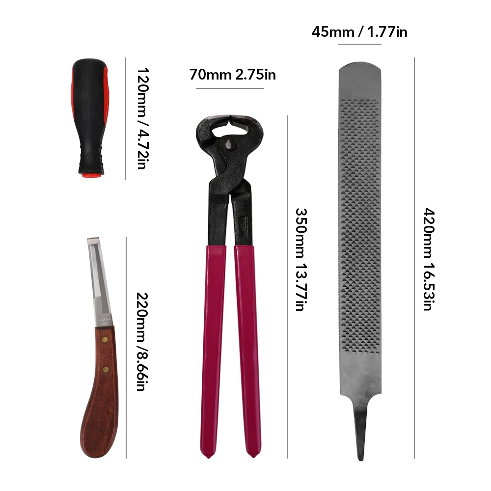 4PCS Horse Farrier Hoof Nipper Trim Shoeing File Rasp Handle Hoof Cutter Tool Horse Care Accessory
4PCS Horse Farrier Hoof Nipper Trim Shoeing File Rasp Handle Hoof Cutter Tool Horse Care Accessory