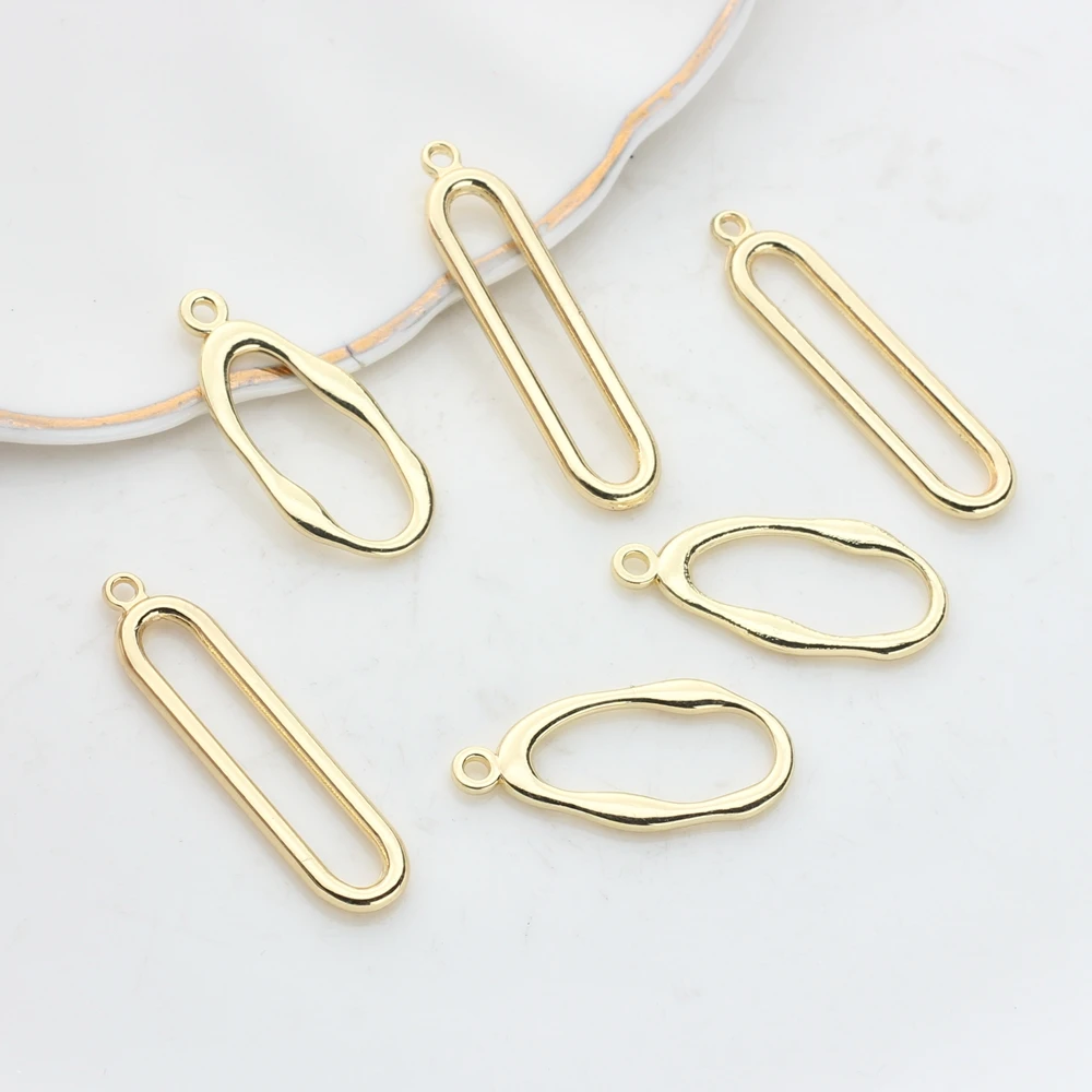 Фото 6pcs/lot Zinc Alloy Golden Geometric Rectangle Oval Charms Connector For DIY Fashion Earrings Jewelry Accessories | Украшения и