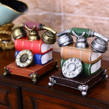

Vintage Telephone Model Piggy Bank Resin Crafts Retro Miniature Figurines Nostalgic Home Decoration Room Birthday Gifts