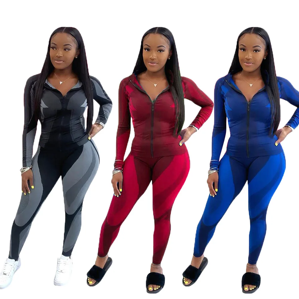 Autumn Color Patchwork Sports Tracksuit For Women Long Sleeve Zipper Top Pencil Pants Two Piece Set Workout Running Fitness Set
Autumn Color Patchwork Sports Tracksuit For Women Long Sleeve Zipper Top Pencil Pants Two Piece Set Workout Running Fitness Set