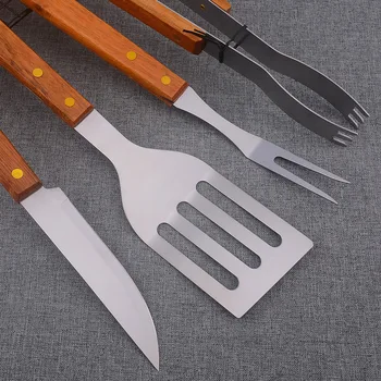 Combined set of four-piece stainless steel wooden handle fork shovel knife outdoor bbq barbecue tools MJ917
Combined set of four-piece stainless steel wooden handle fork shovel knife outdoor bbq barbecue tools MJ917