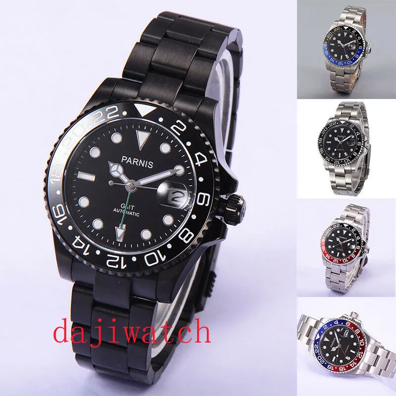 40mm Parnis Sapphire GMT Automatic Men's Luxury Watch Luminous Mark Rotating Bezel Sapphire Crystal Glass Red Blue Red Black Bez
40mm Parnis Sapphire GMT Automatic Men's Luxury Watch Luminous Mark Rotating Bezel Sapphire Crystal Glass Red Blue Red Black Bez