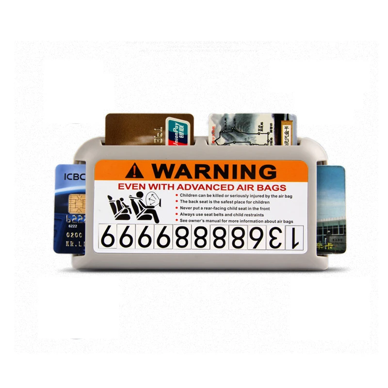 Universal ABS Car Sunshade Storage Bag Multifunction Sun Visor Parking Card With Strong Self-adhesive 
Universal ABS Car Sunshade Storage Bag Multifunction Sun Visor Parking Card With Strong Self-adhesive