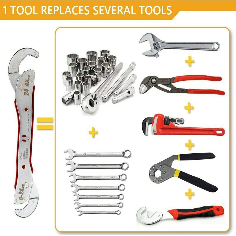 REISMAN Magic Wrench 9-45mm Adjustable Multi-function Spanner Tools Universal Wrench Pipe Home Hand Tool Plumbers Repair Tools
REISMAN Magic Wrench 9-45mm Adjustable Multi-function Spanner Tools Universal Wrench Pipe Home Hand Tool Plumbers Repair Tools