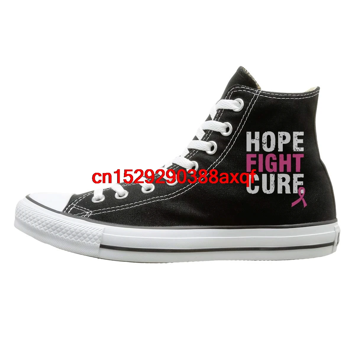 

Canvas Shoes Hope Fight Cure Breast Cancer Awareness Casual High Top Lace Ups Canvas Sneakers For Men's Women's