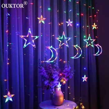 3.5M Curtain Lights Christmas Led String Fairy Lights Moon Star Garlands Lamp 100-240V for Wedding Holiday Party Decoration
3.5M Curtain Lights Christmas Led String Fairy Lights Moon Star Garlands Lamp 100-240V for Wedding Holiday Party Decoration