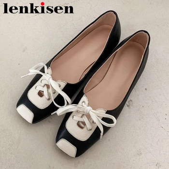 Lenkisen mixed color full grain leather comfortable shoes women square toe low heel lace up bowtie cute young lady hot pumps L96 
Lenkisen mixed color full grain leather comfortable shoes women square toe low heel lace up bowtie cute young lady hot pumps L96