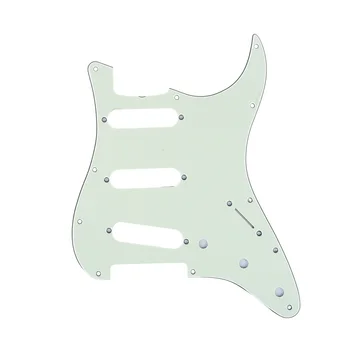 

Musiclily Pro 11-Hole 60s 64 Vintage Style Strat SSS Pickguard for American Stratocaster Guitar, 3Ply Mint Green