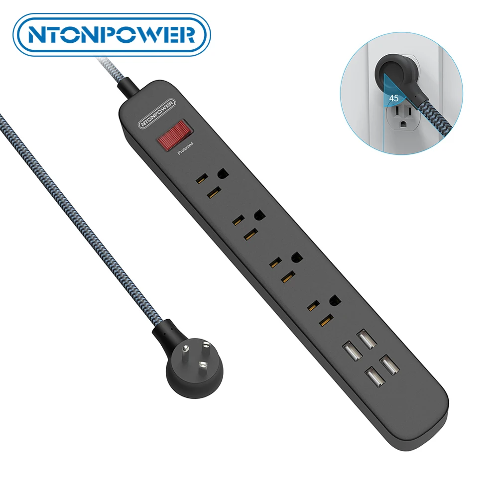 NTONPOWER US Power Strip US Plug Black Braided Wire Surge Protector Socket Slim Sleek Design Overload Protection For Home Office
NTONPOWER US Power Strip US Plug Black Braided Wire Surge Protector Socket Slim Sleek Design Overload Protection For Home Office