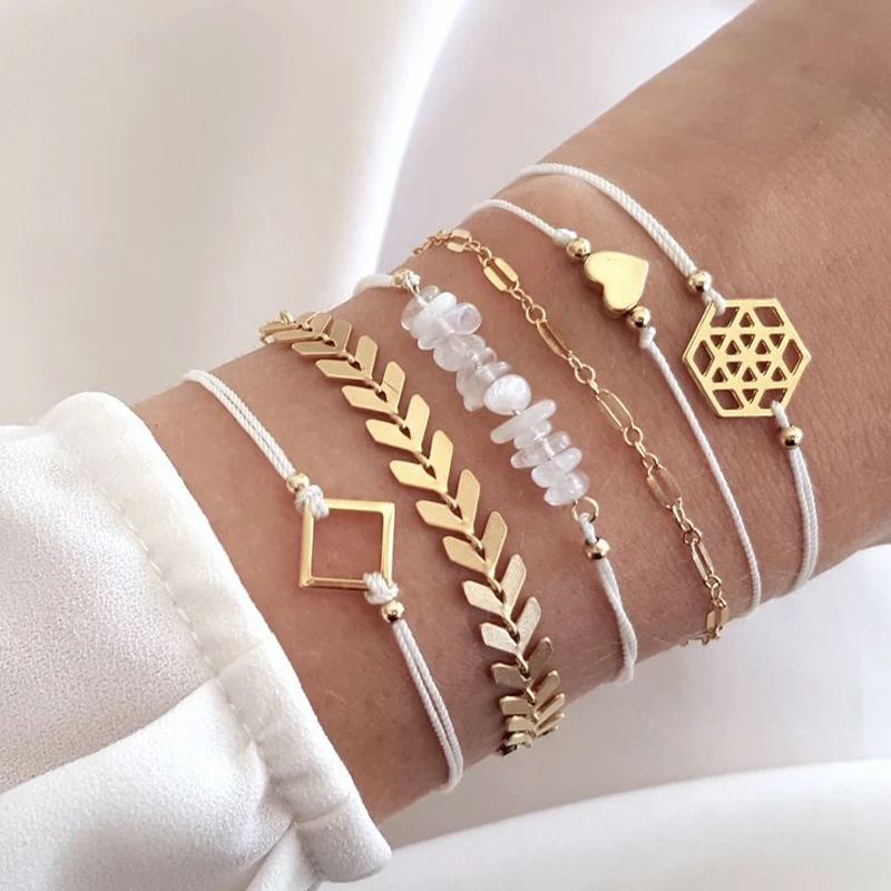Tocona 6pcs/set Gold Color Arrow Heart Pendant Bracelets Set for Women Geometric Beadeds Multilayer Bracelets 6792
Tocona 6pcs/set Gold Color Arrow Heart Pendant Bracelets Set for Women Geometric Beadeds Multilayer Bracelets 6792