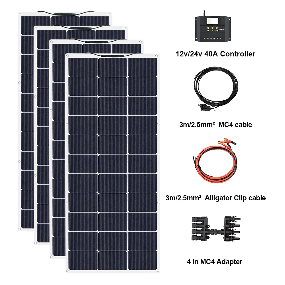 400w 16v flexible panel solar system with 12v 24v 40A controller 2 in 1 adapter MC4 connector cable for battery RV yacht boat
400w 16v flexible panel solar system with 12v 24v 40A controller 2 in 1 adapter MC4 connector cable for battery RV yacht boat
