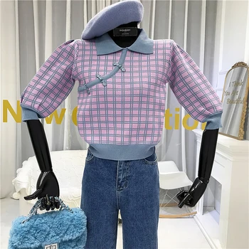 Mandarin Collar Knitted Crop Tops Lantern Sleeve High Street Plaid 2020 Spring Summer Womens New Arrival Sweaters
Mandarin Collar Knitted Crop Tops Lantern Sleeve High Street Plaid 2020 Spring Summer Womens New Arrival Sweaters