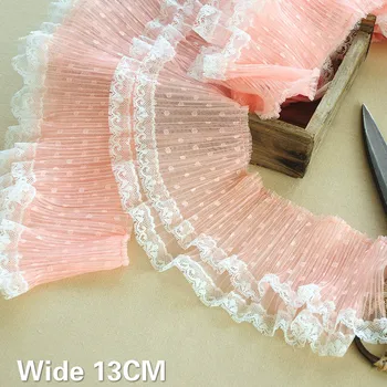 13CM Wide Double Layers Pleated Chiffon Fabric Stretch Lace Cord Embroidery Ribbon Dress Collar Elastic Ruffle Trim Sewing DIY
13CM Wide Double Layers Pleated Chiffon Fabric Stretch Lace Cord Embroidery Ribbon Dress Collar Elastic Ruffle Trim Sewing DIY