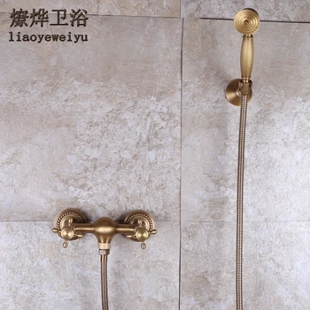 Copper Antique Hot and Cold Water Faucet Vintage Mixing Valve Simple Wall Copper Shower Bathroom Set Handspray
Copper Antique Hot and Cold Water Faucet Vintage Mixing Valve Simple Wall Copper Shower Bathroom Set Handspray