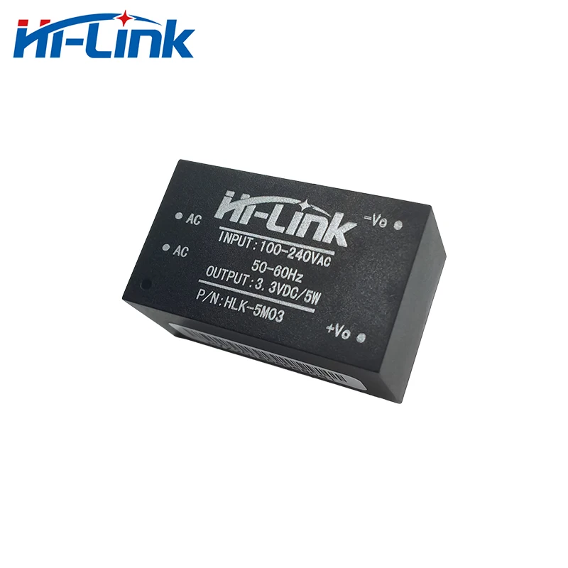 

Free shipping15pcs HLK-5M03 AC 220V to DC 3.3V 5W ultra small power module intelligent household switching mode AC DC converter