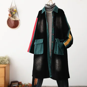 Women Casual Loose Corduroy Jacket Coat Plus Size Outwear with Pockets and button Mid-Length Color Matching Loose coat S127
Women Casual Loose Corduroy Jacket Coat Plus Size Outwear with Pockets and button Mid-Length Color Matching Loose coat S127