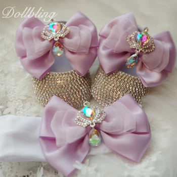 

Unicorn Inspired Gorgeous Purple Lolita Bowknot Royal Crown Design AB Crystal Newborn Crib Shoes Gifts for Christening