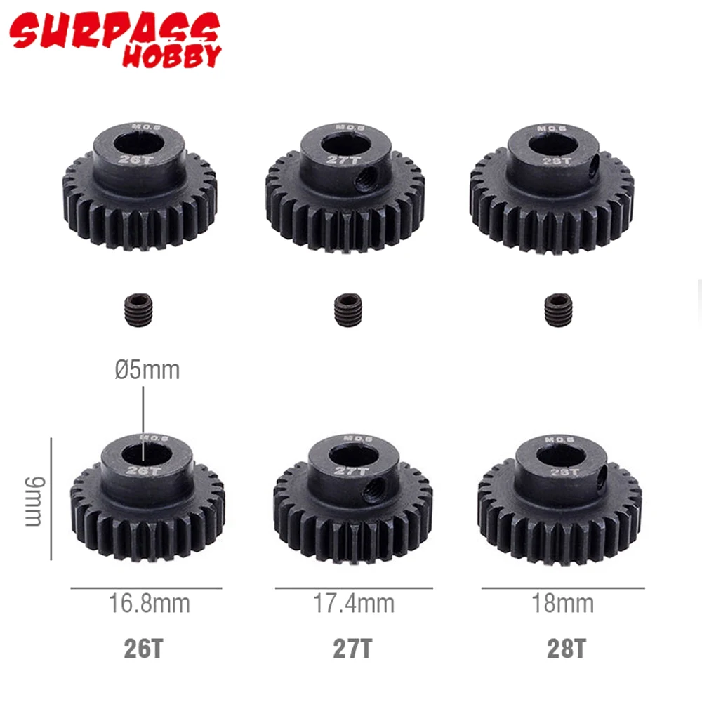 2pcs/lot Surpass Hobby M0.6 17T/18T/19T/20T/21T/22T/23T/24T/25T/26T/27T 5.0mm Shaft Metal Pinion Gear Motor For 1/8 RC Car HSP
2pcs/lot Surpass Hobby M0.6 17T/18T/19T/20T/21T/22T/23T/24T/25T/26T/27T 5.0mm Shaft Metal Pinion Gear Motor For 1/8 RC Car HSP