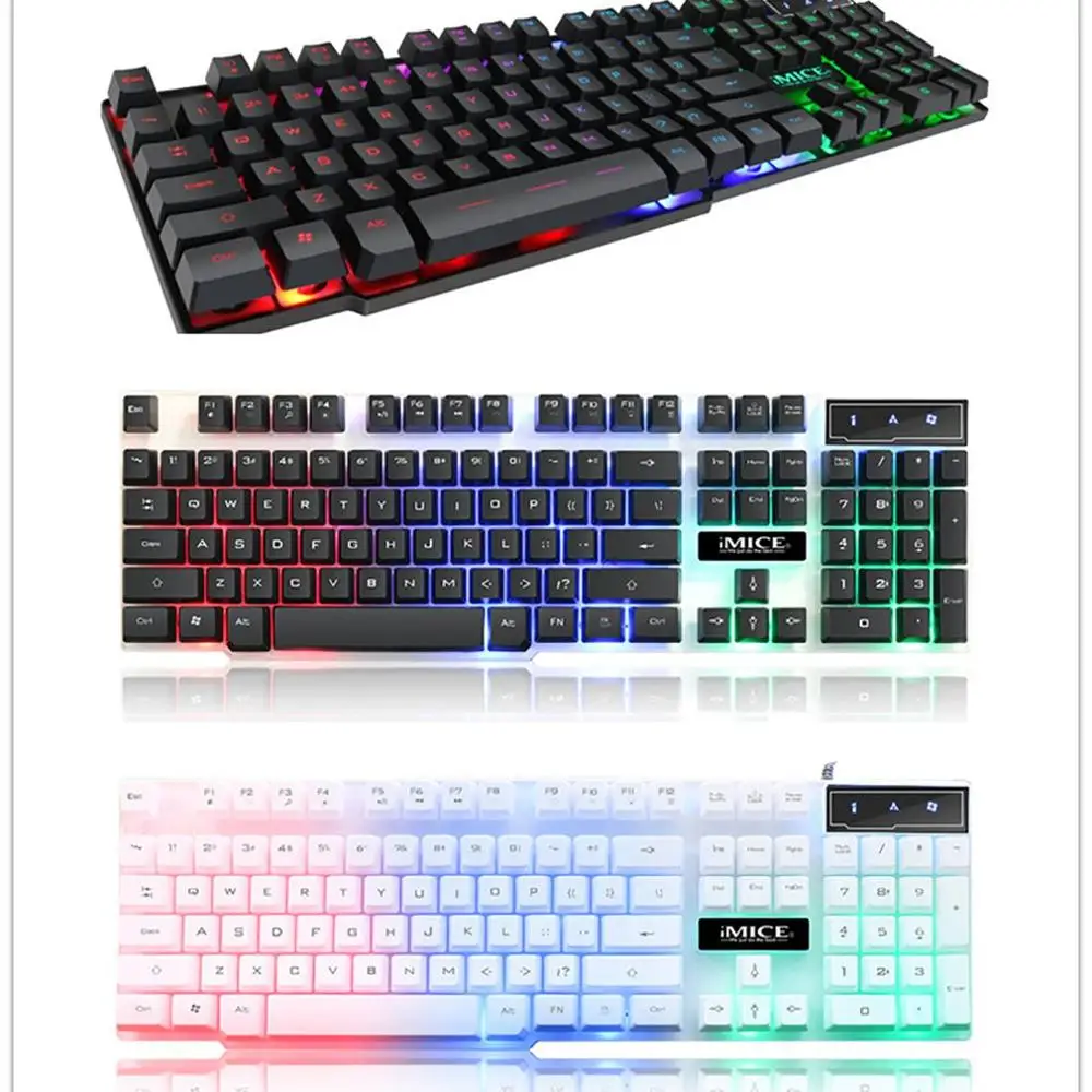 AK-600 Gaming Keyboard 104 Keycaps RGB Backlit Mechanical Keyboard Game Keyboards with RU Sticker for PC Laptop Computer
AK-600 Gaming Keyboard 104 Keycaps RGB Backlit Mechanical Keyboard Game Keyboards with RU Sticker for PC Laptop Computer